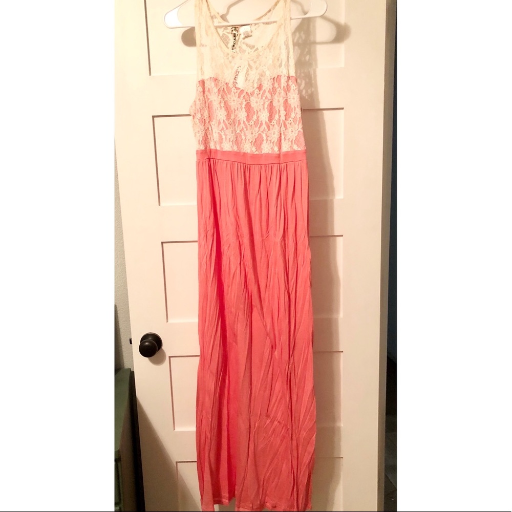 Coral Lace Maxi Dress